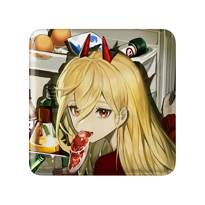 مگنت خندالو طرح پاور انیمه مرد اره ای Chainsaw Man  مدل مربعی کد 23185