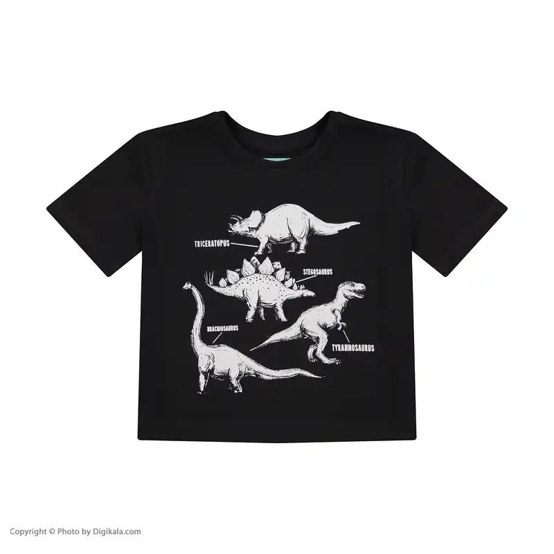 تی شرت آستین کوتاه پسرانه تیتیش مدل دایناسور رنگ مشکی