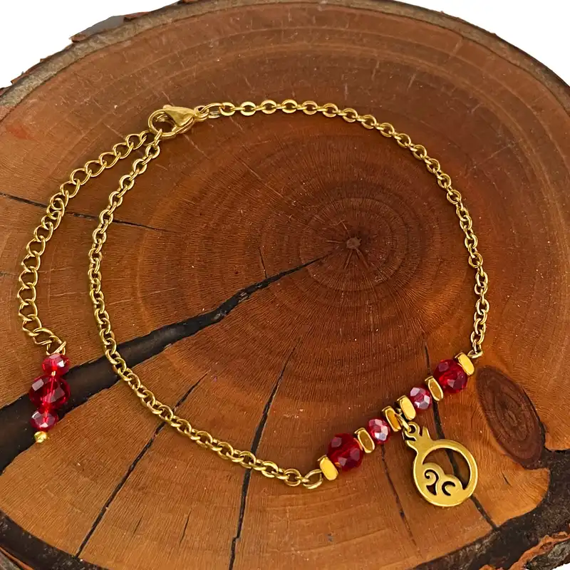 پابند زنانه دل تافته مدل استیل اناری Del_A17