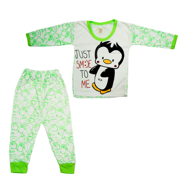 ست تی شرت و شلوار نوزادی مدل پنگوئن کد 4 رنگ سبز
