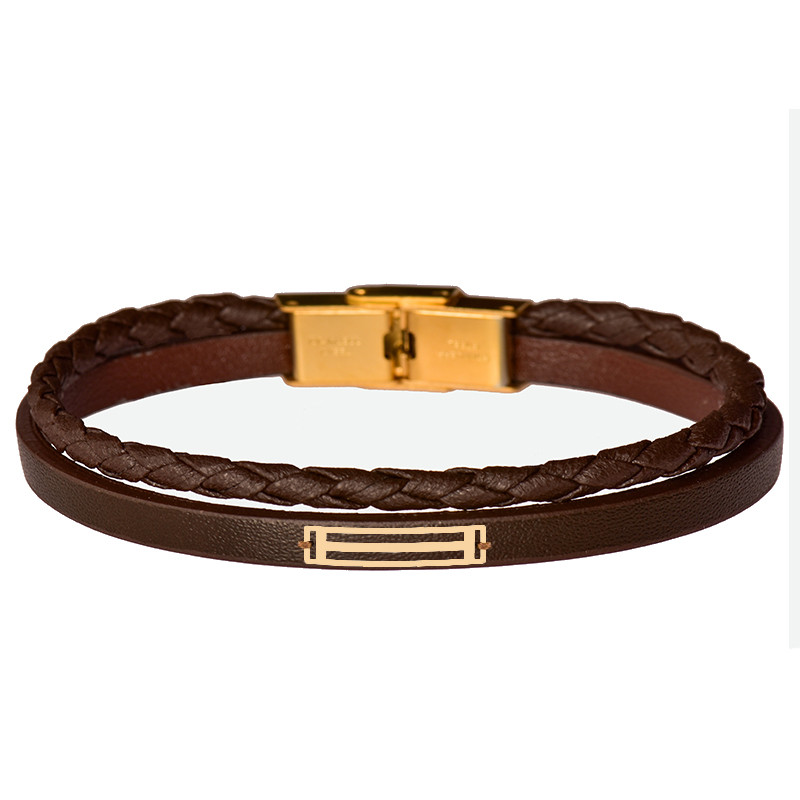 دستبند طلا 18 عیار مردانه کرابو طرح هندسی مدل Kr102245