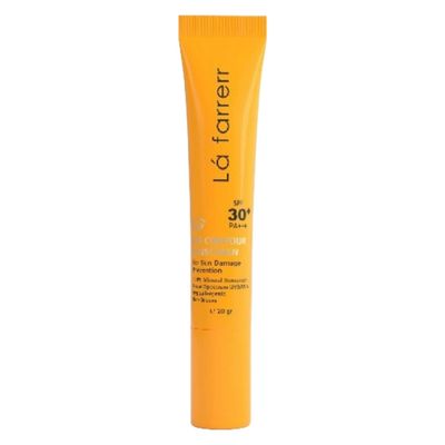 کرم ضد آفتاب دورچشم بدون رنگ لافارر، 30 SPF، مدل مینرال، مناسب انواع پوست و حجم 15 میلی‌لیتر، محافظت کننده در برابر اشعه UVA و UVB، ضد حساسیت و التهاب، بدون چربی، ضد آب، +++PA، ضد چروک، تعدیل کننده هاله تیره دور چشم، مغذی، رطوبت‌رسان، با ماندگاری 2 ساعته