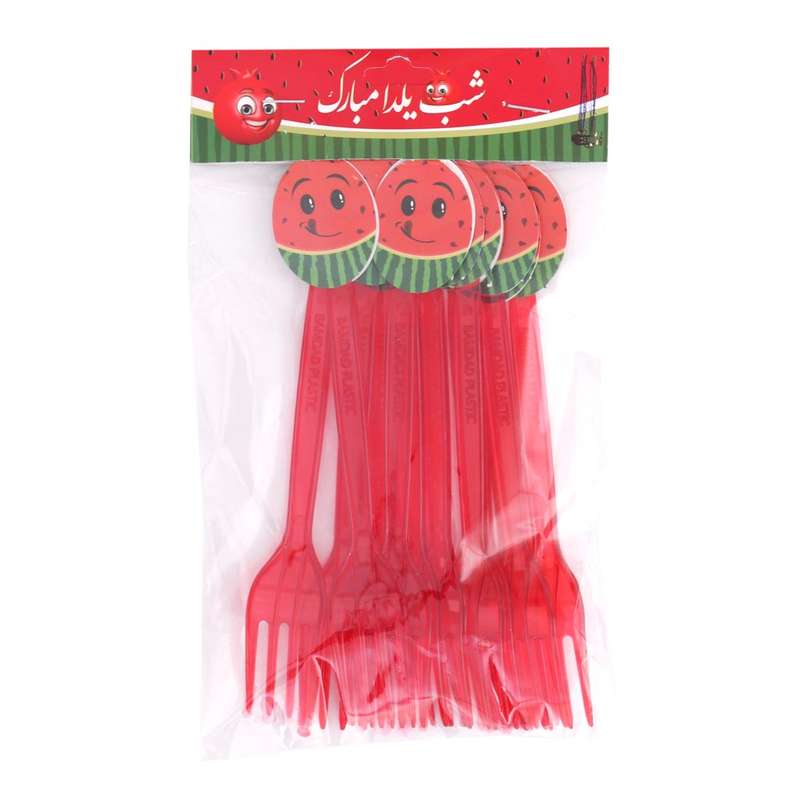 چنگال یکبار صمرف طرح شب یلدا مدل انار بسته 12 عددی