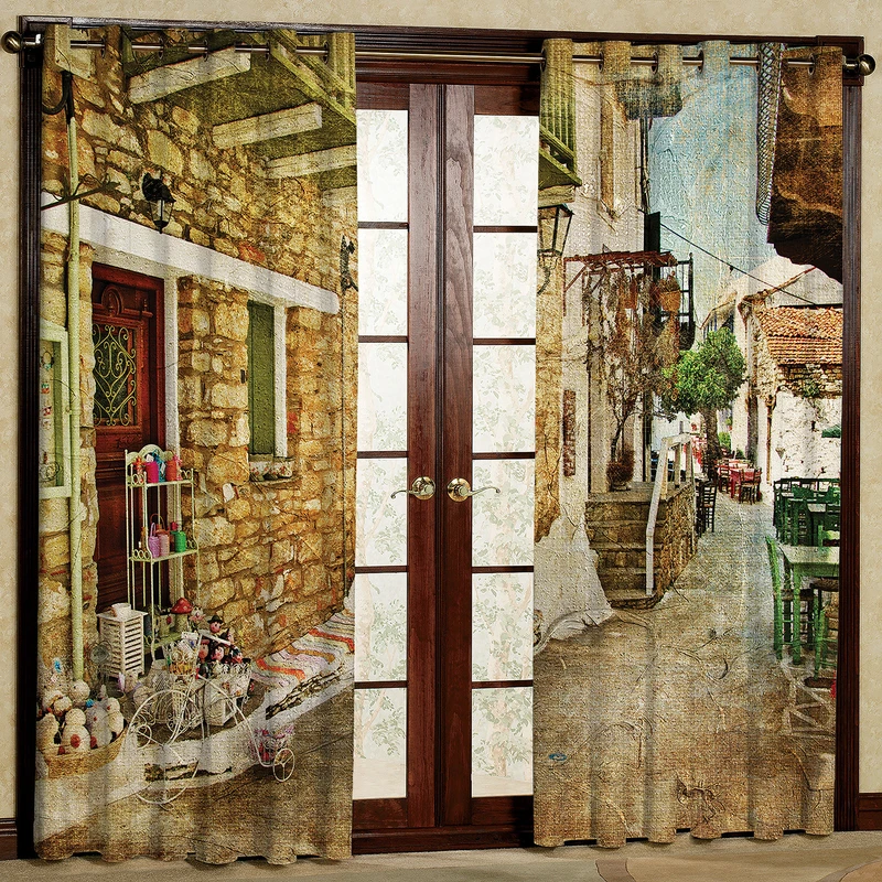  پرده مدل شهر روستایی مخمل پانچی کد 236 سایز 140x280 سانتی متر