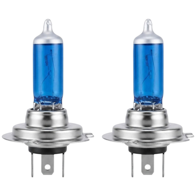 لامپ نور پایین چراغ جلو خودرو تک حالته فورس مدل یخی کد 55W پایه H7 مناسب برای پراید ۱۱۱ و پراید ۱۳۲ بسته ۲ عددی