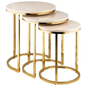 میز عسلی گرد مدل ارکیده مجموعه ۳ عددی