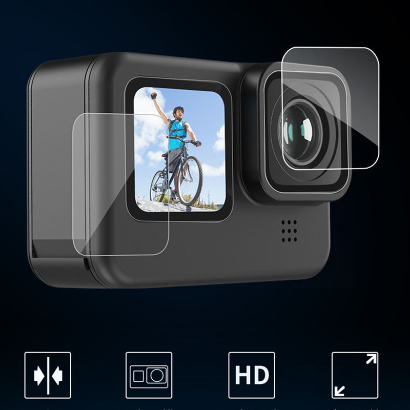 محافظ صفحه نمایش و لنز دوربین مدل He10 مناسب برای دوربین ورزشی گوپرو Hero 10 / 11 مجموعه 3 عددی