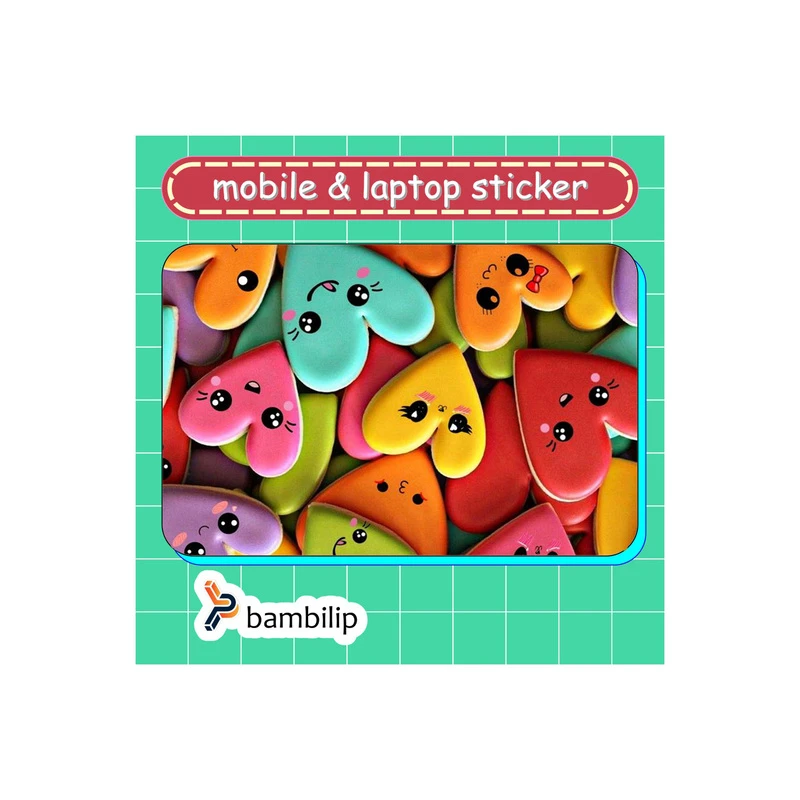 استیکر بامبیلیپ مدل کارت عابر طرح قلب های رنگی رنگی کد 6904195