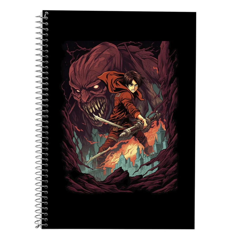 دفتر زبان 50 برگ مدوپد مدل دوخط طرح Attack on Titan کد DF10395