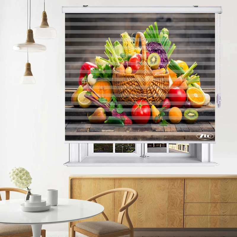 پرده زبرا زیو مدل سبزیجات سایز 200x150 سانتی متر