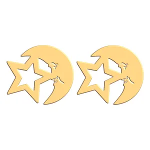 گوشواره طلا 18 عیار زنانه فرشته مدل ماه و ستاره WEL-000148