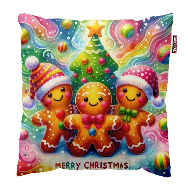 کوسن پاد آفرین مدل کریسمس طرح کوکی بیسکویتی کد PK402766 سایز 40*40 سانتی متر