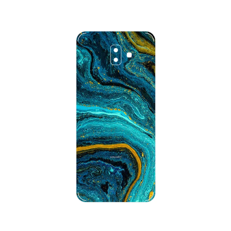 برچسب پوششی ماهوت مدل Turquoise marblewith golden streaks مناسب برای گوشی موبایل سامسونگ Galaxy J6 Plus