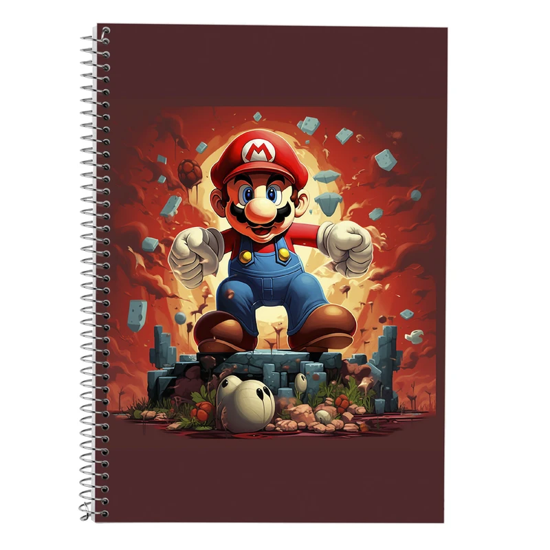 دفتر زبان 50 برگ مدوپد مدل دوخط طرح سوپرماریو super mario کد DF2890