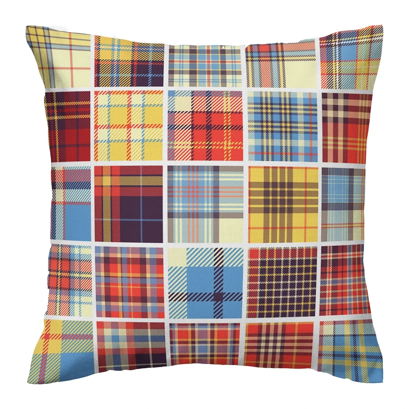 کاور کوسن مدل چهار خانه دورو طرح دار کد 1076