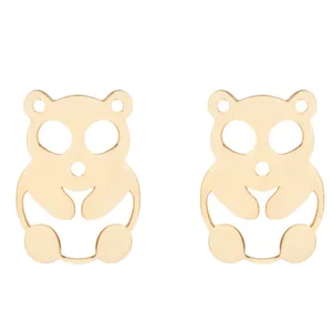 گوشواره میخی طلا 18 عیار دخترانه نیکان گلد مدل خرس