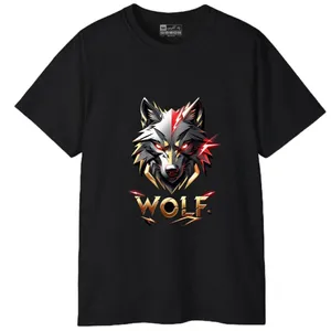 تی‌شرت آستین کوتاه مردانه پاد آفرین مدل حیوانات گرگ کد 1859