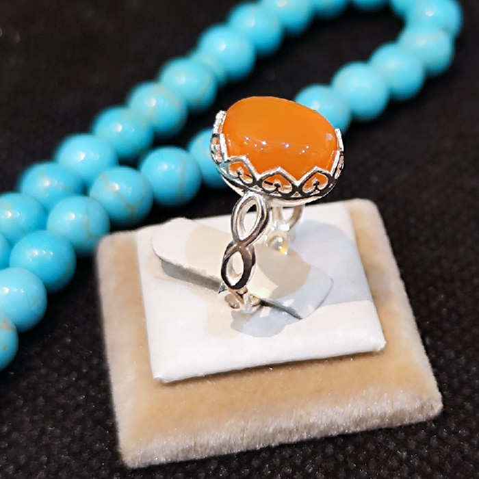 انگشتر نقره زنانه مدل سنگ عقیق یمانی کد 609 انگشتر نقره زنانه مدل سنگ عقیق یمانی کد 609