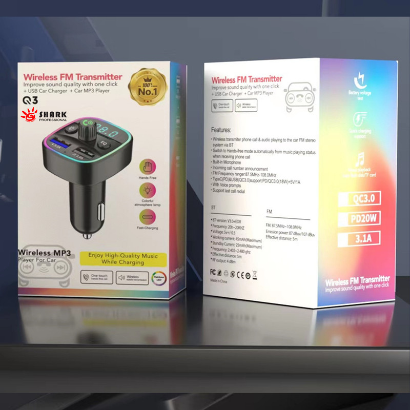 پخش کننده اف ام خودرو شارک مدل Q3-RGB