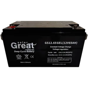 باتری UPS با ولتاژ 12 ولت و شدت جریان 65 آمپرساعت گریت سولار مدل GS12.65GEL