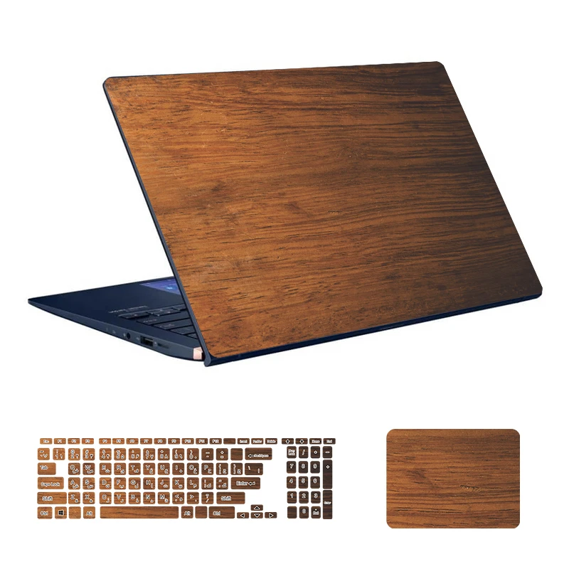  استیکر لپ تاپ توییجین و موییجین طرح WOOD کد 21 مناسب برای لپ تاپ 15.6 اینچ به همراه برچسب حروف فارسی کیبورد 