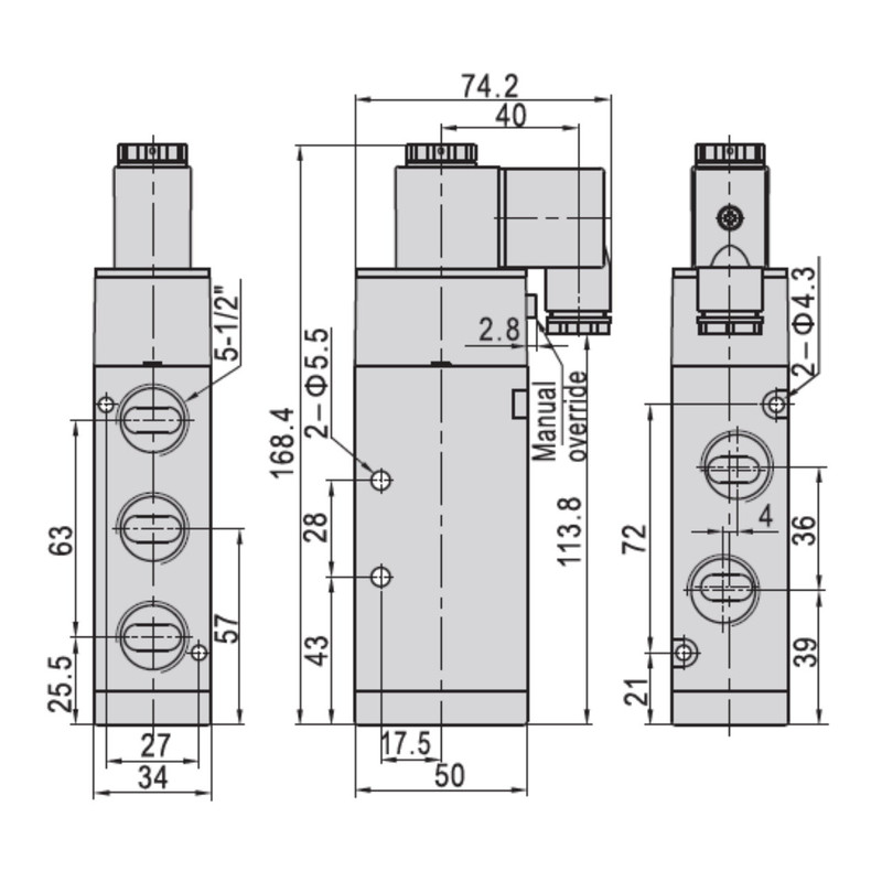 شیر برقی پنوماتیک مدل 4v410-15-220vAc