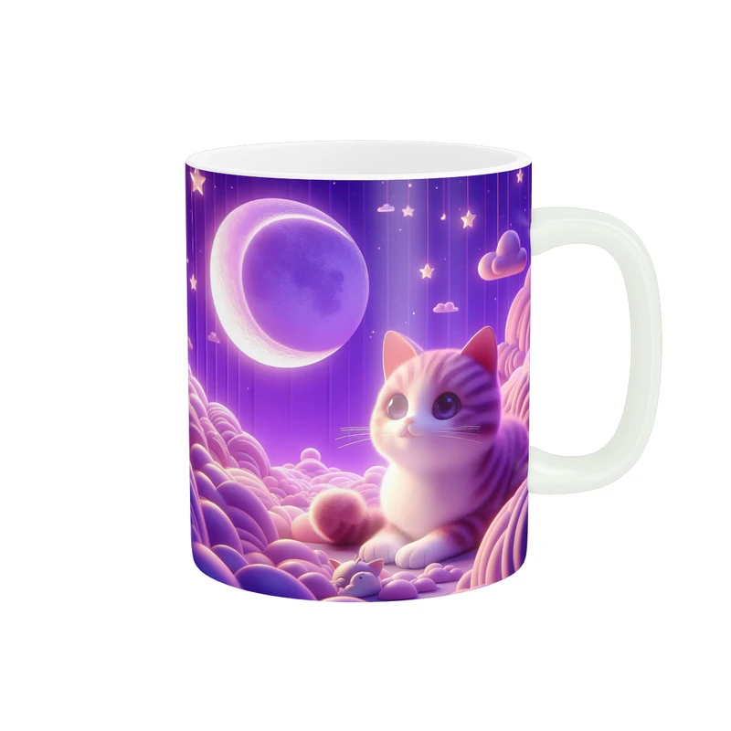 ماگ پاد آفرین طرح گربه مدل آسمان  و ماه کد 1248