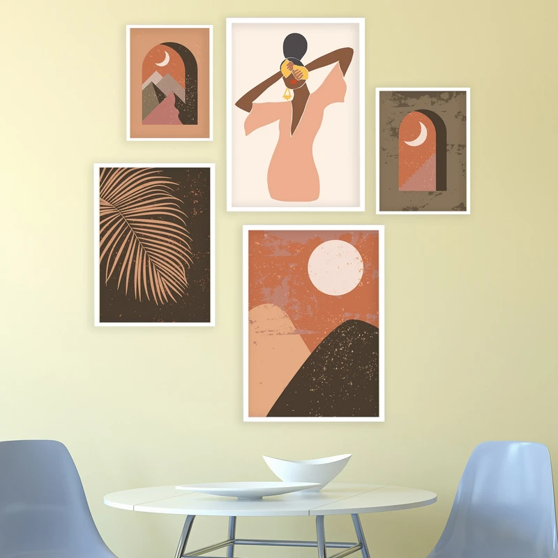 تابلو بکلیت طرح دکوراتیو آفریقایی مدل W-588 مجموعه 5 عددی 