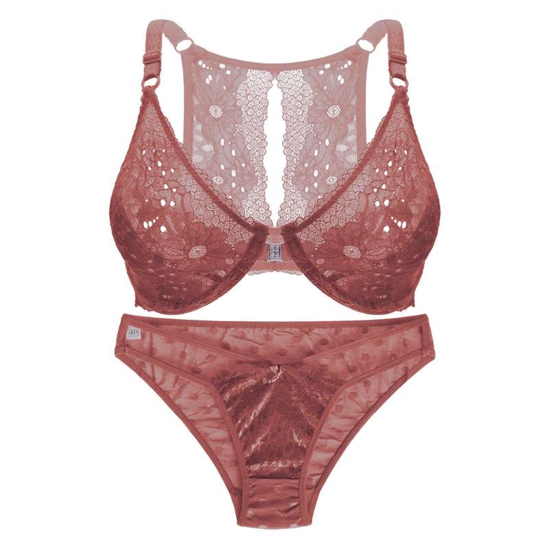 ست شورت و سوتین زنانه مدل Misa کد 04-6005  رنگ قهوه ای