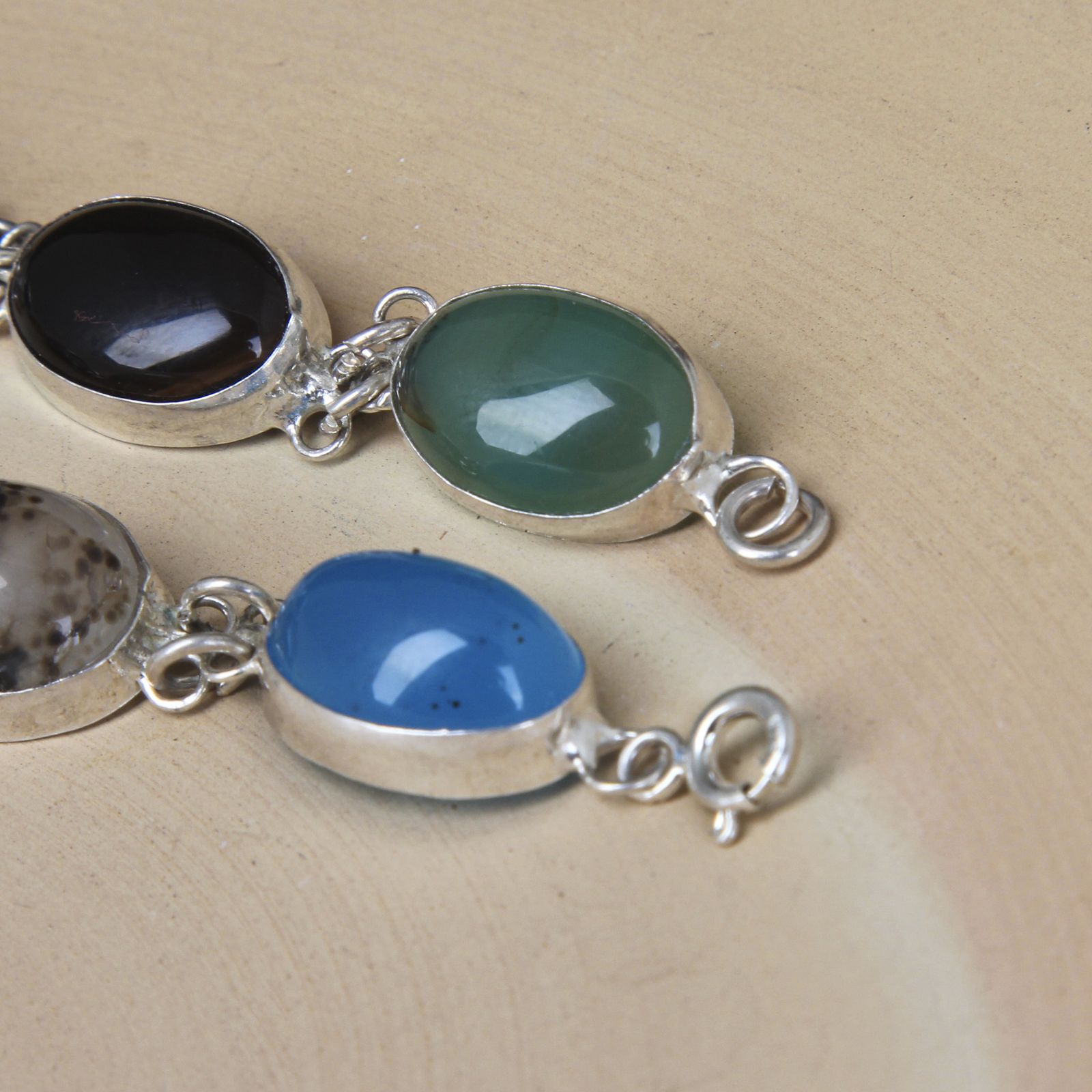 دستبند نقره زنانه مدل چند جواهر کد DP_846 - - 5