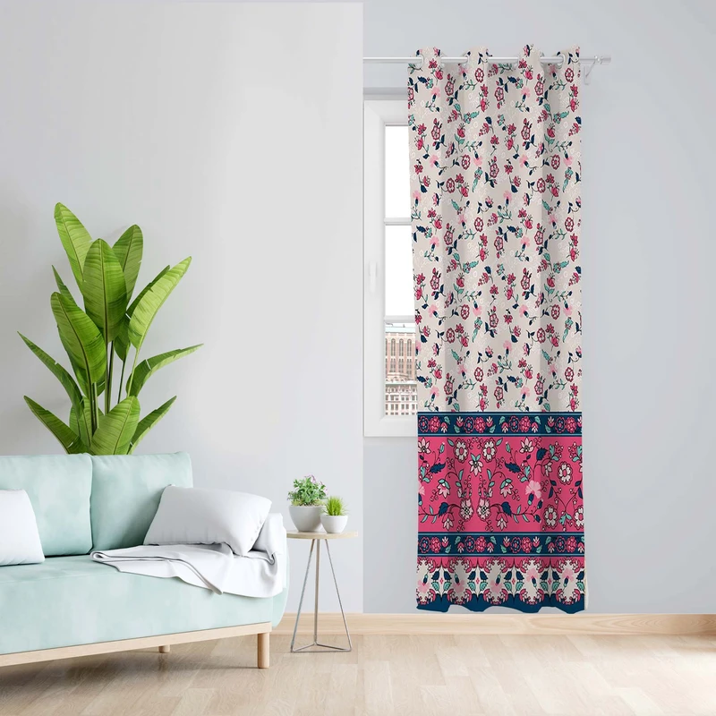 پرده طرح گل مدل مخمل پانچی کد 5086 z سایز 140x200 سانتی متر