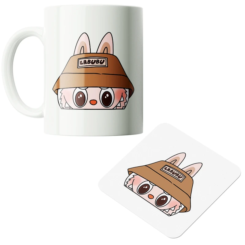 ماگ پاد آفرین مدل عروسک لبوبو کد PZ116 به همراه زیرلیوانی