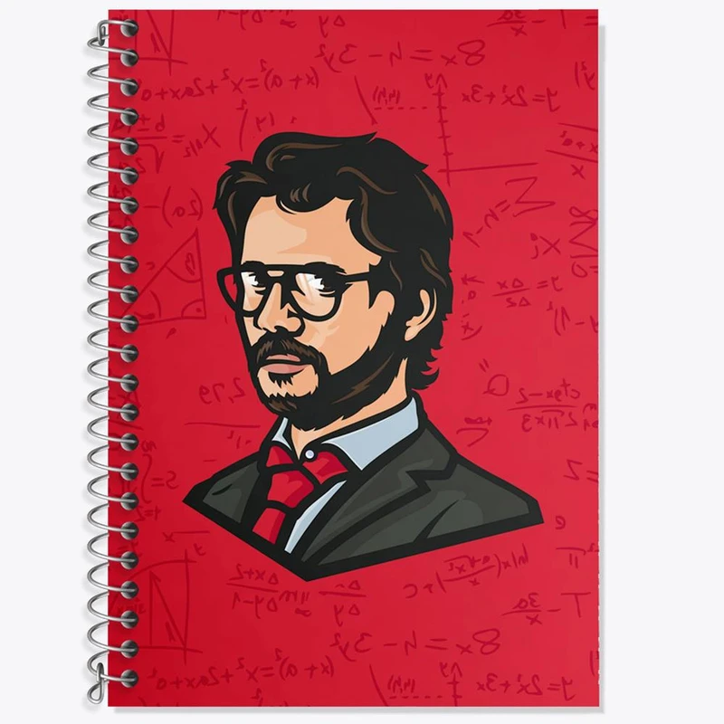 دفتر زبان 50 برگ خندالو مدل سه خط طرح پروفسور سریال Money Heist کد 3234