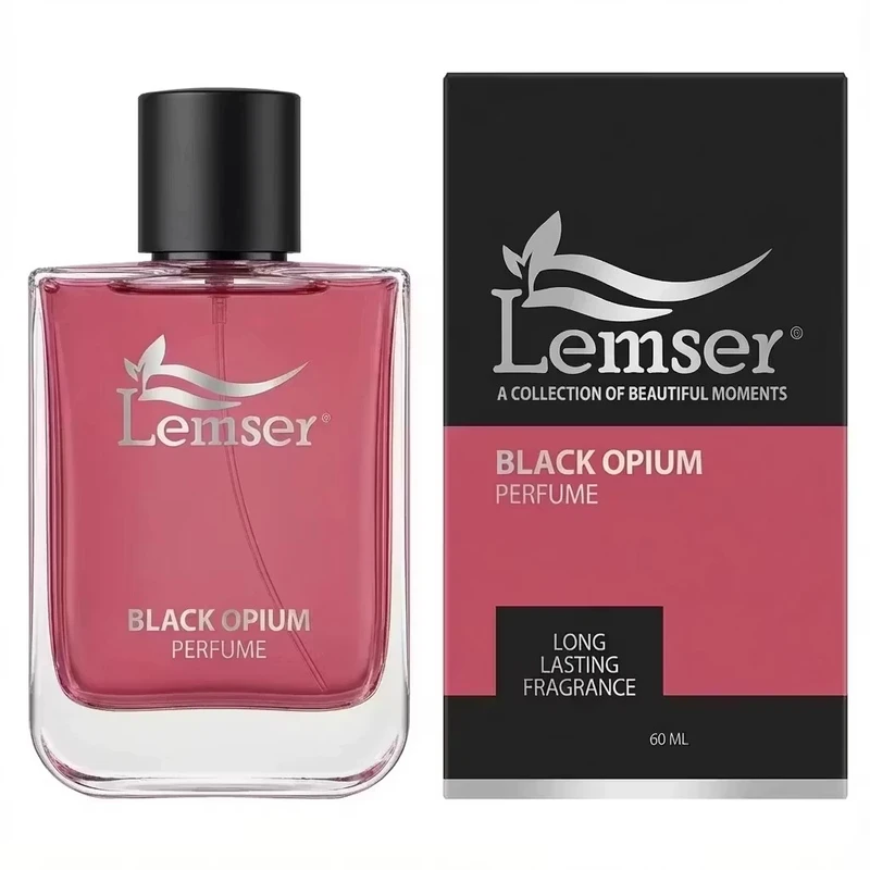 پرفیوم زنانه لمسر مدل Black Opium با رایحه گرم حجم 60 میلی‌لیتر