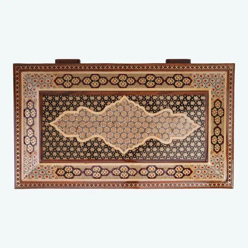 ست سه تکه سطل و جعبه دستمال خاتم کاری مدل سلطنتی کد 01