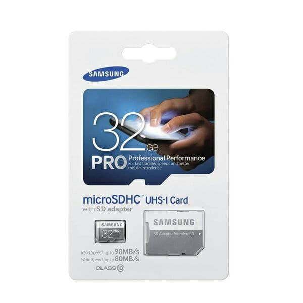 کارت حافظه microSDXC سامسونگ مدل Pro کلاس 10 استاندارد UHS-I سرعت 90MBps  ظرفیت 32 گیگابایت به  همراه آداپتور SD