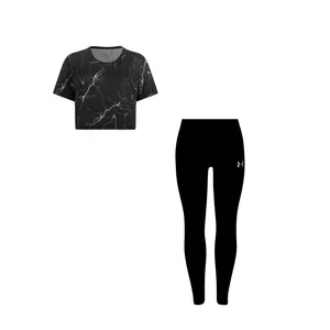 ست کراپ تی شرت و لگینگ ورزشی زنانه مدل 56-4101