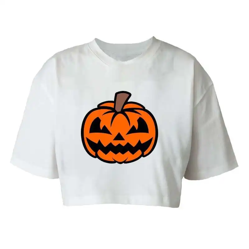 کراپ‌تاپ آستین کوتاه زنانه مدل c316 طرح هالوین