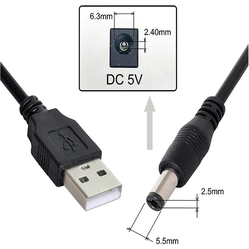 کابل تبدیل USB به DC کد 5V طول 0.8 متر