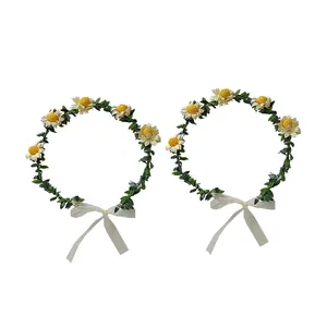 تاج مو دخترانه مدل بابونه و برگ زیتون 345 بسته 2 عددی