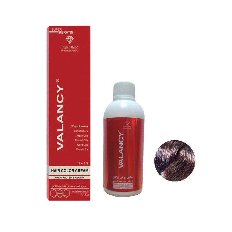 کیت رنگ مو والانسی شماره V5 6.20 حجم 100 میلی لیتر رنگ شرابی متوسط