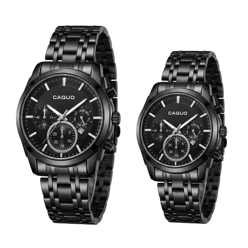 ست ساعت مچی عقربه‌ای کوارتز زنانه و مردانه کاکیو مدل اسپرت لوکس تک موتوره دیت جاست کد Q1