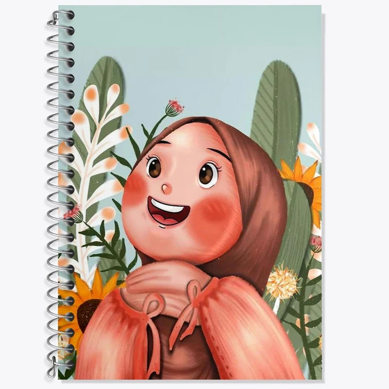 دفتر زبان 50 برگ خندالو مدل سه خط طرح دخترانه باحجاب کد 25986