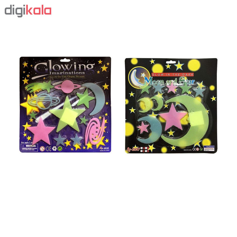 استیکر کودک طرح ماه و ستاره شب تاب مدل 008 مجموعه 24 عددی