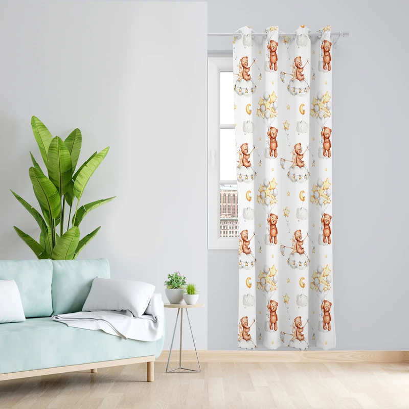 پرده طرح کودک تدی مدل مخمل پانچی کد 4062 z سایز 140x200 سانتی متر