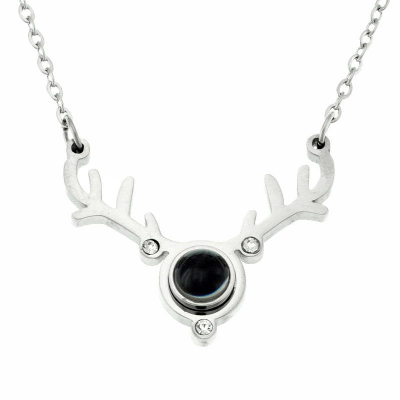 گردنبند زنانه برانت مدل دوستت دارم به صد زبان دنیا شاخ گوزن