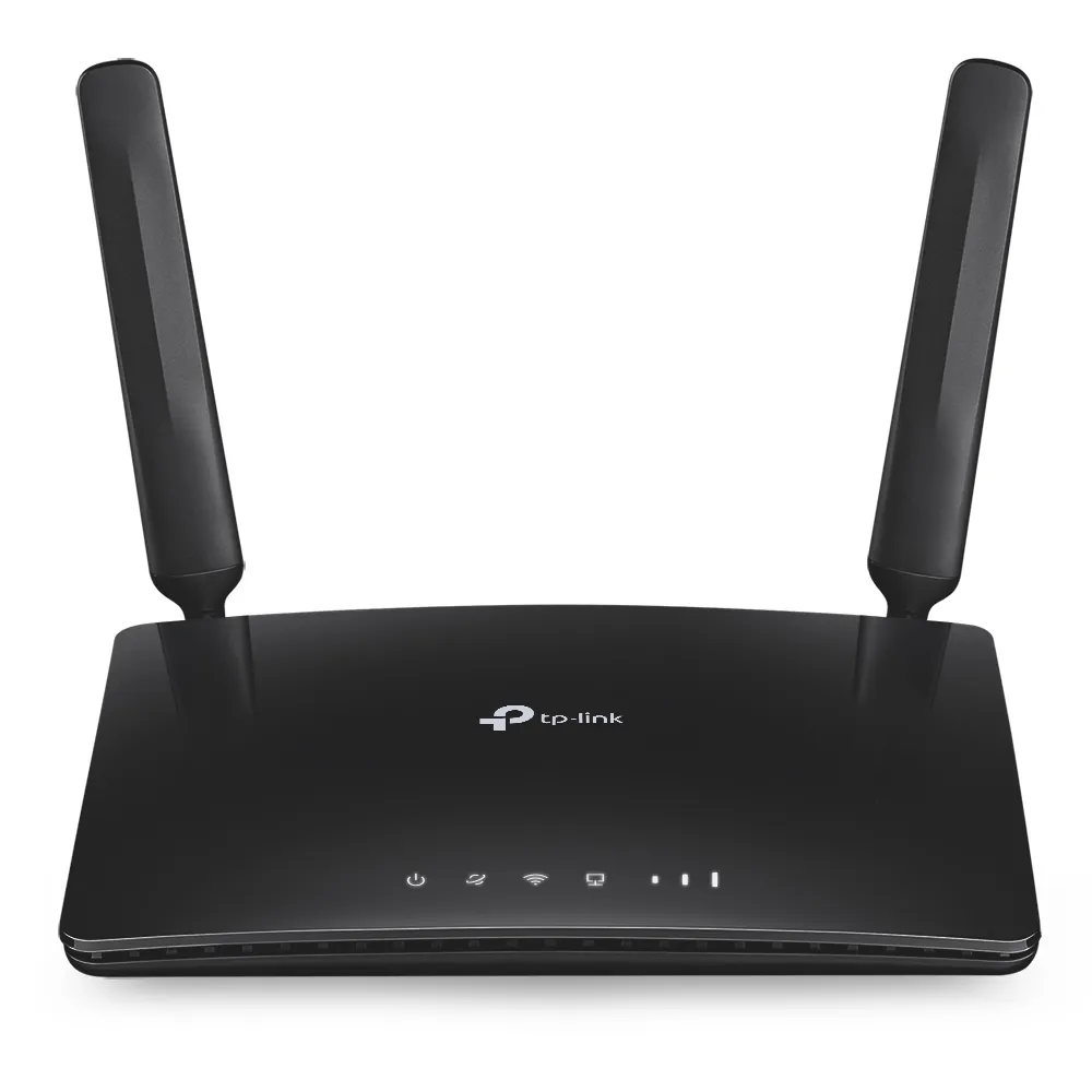 مودم روتر بی‌سیم تی پی-لینک مدل Archer MR200/AC750_Ver-4 با پشتیبانی از 4G LTE و 3G، دو آنتن خارجی، فرکانس دوگانه 2.4 و 5 گیگاهرتز، سرعت انتقال داده تا 300 مگابیت بر ثانیه، قابلیت اتصال 64 کاربر، پشتیبانی از سیم کارت میکرو و امکانات WPS و کلید روشن/خاموش