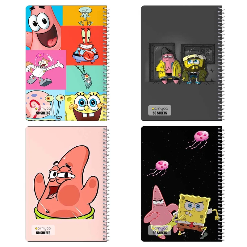 دفتر نقاشي 50 برگ کارنيکا طرح باب اسفنجی spong bob کد 13115 مجموعه 4 عددی