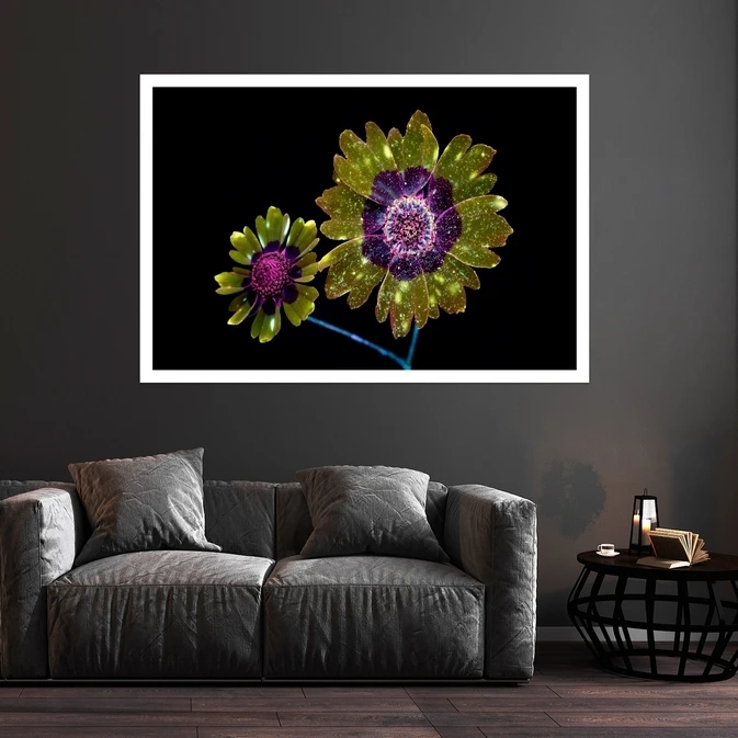 تابلو بکلیت طرح گل طلایی مدل قاب شاسی W-s8639