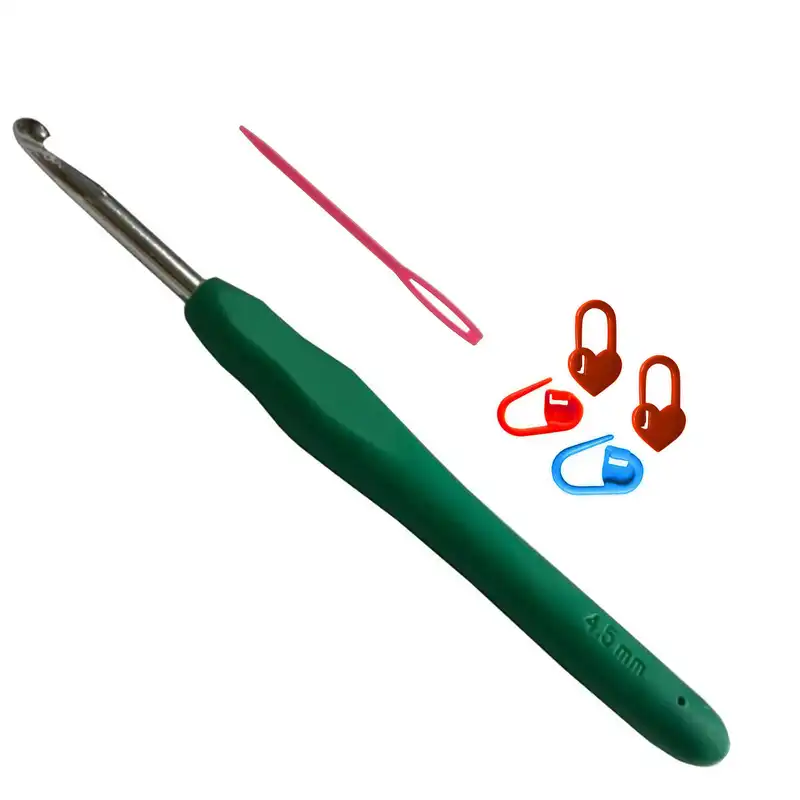 قلاب بافتنی مدل ZHL-S-4.5mm به همراه سنجاق نشانه گذار بافتنی و سوزن دوخت کاموا مجموعه 6 عددی